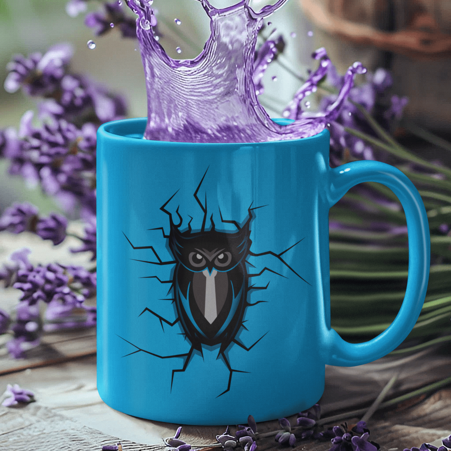 Premium Vollflächendruck-Tasse - Motiv Eule