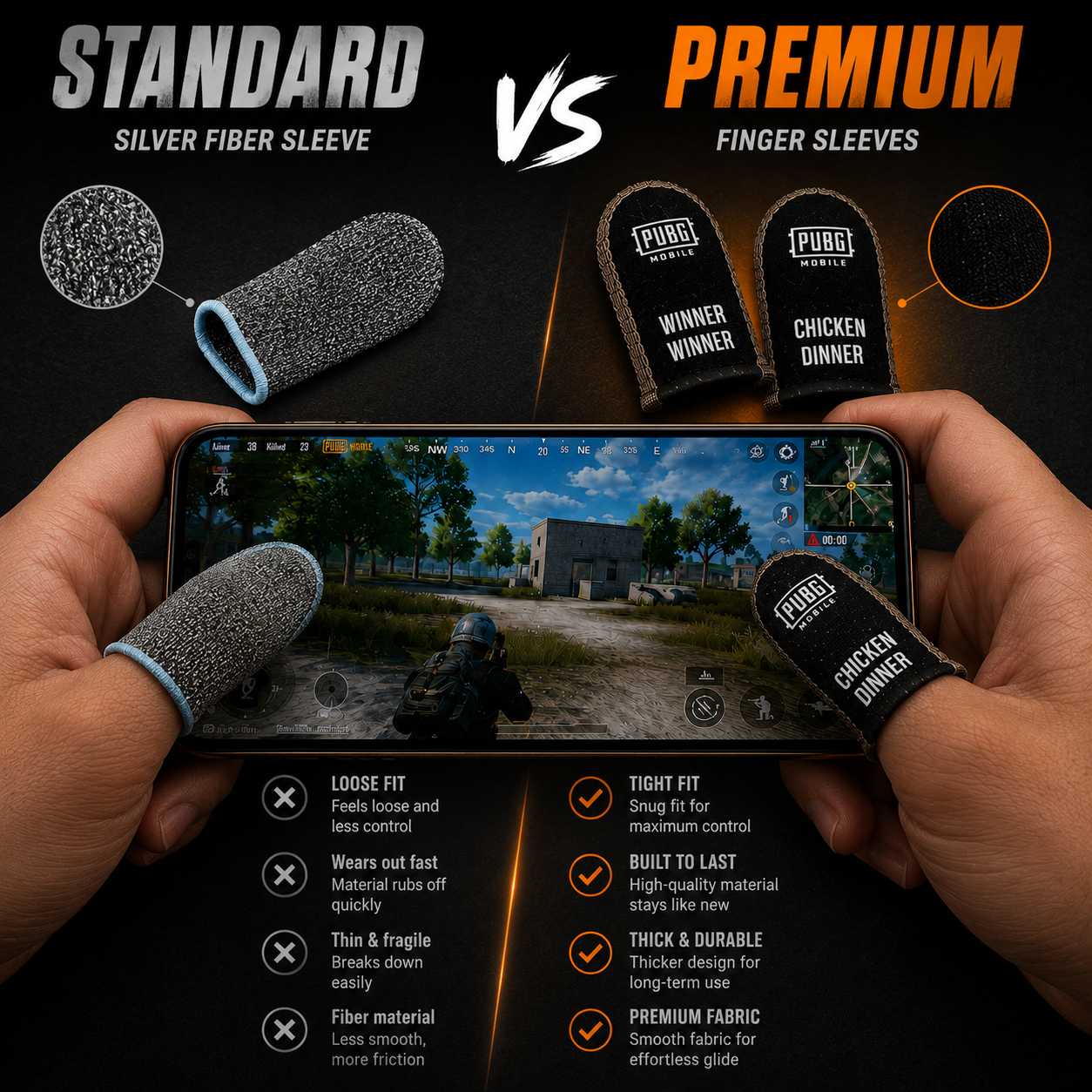 4x2 Premium Fingersleeves - PUBG MOBILE 2026